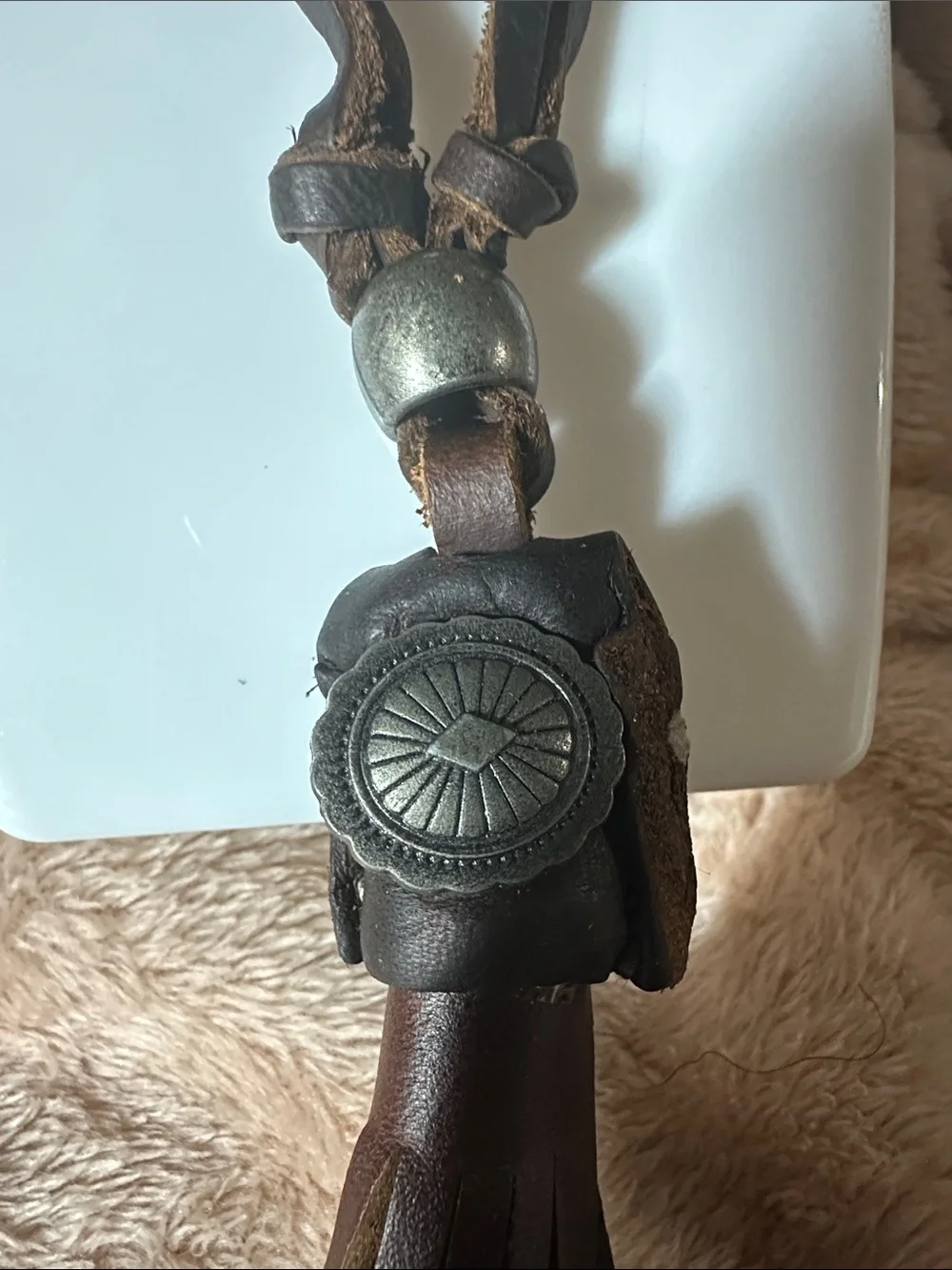 Men’s Brown Leather Tassel Necklace
